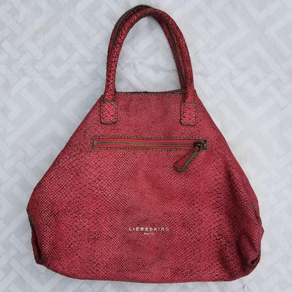 LIEBESKIND Pink Snake Leather Large Handbag